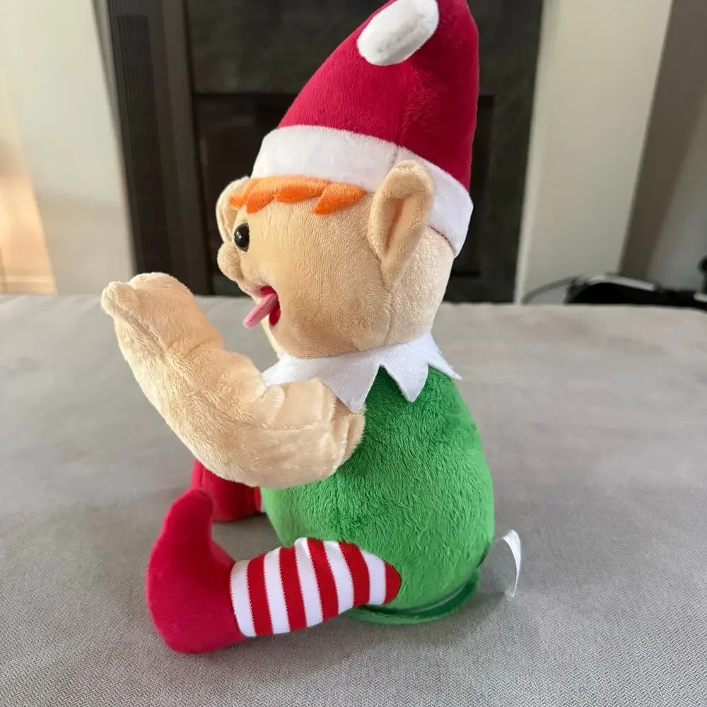 Mud Pie Animated Funny Face Elf Plush Sticks Tongue Out Plays Peek-A-Boo Tested